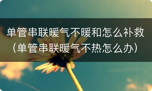 单管串联暖气不暖和怎么补救（单管串联暖气不热怎么办）