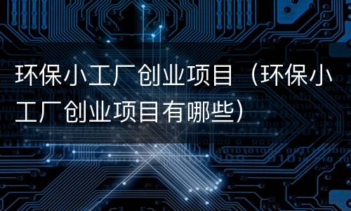 环保小工厂创业项目（环保小工厂创业项目有哪些）