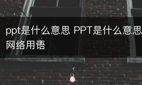 ppt是什么意思 PPT是什么意思网络用语