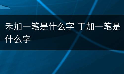 禾加一笔是什么字 丁加一笔是什么字