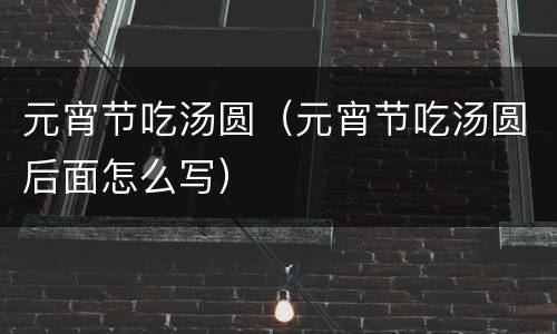 元宵节吃汤圆（元宵节吃汤圆后面怎么写）