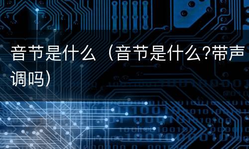 音节是什么（音节是什么?带声调吗）