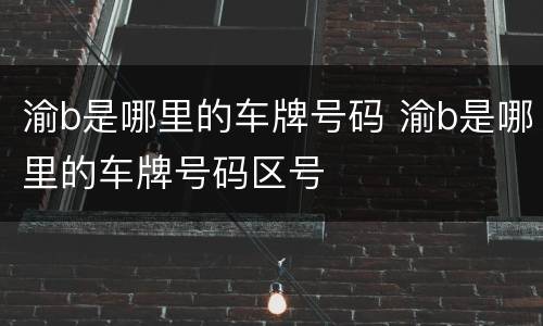 渝b是哪里的车牌号码 渝b是哪里的车牌号码区号