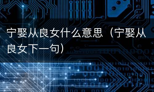 宁娶从良女什么意思（宁娶从良女下一句）