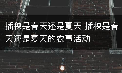 插秧是春天还是夏天 插秧是春天还是夏天的农事活动