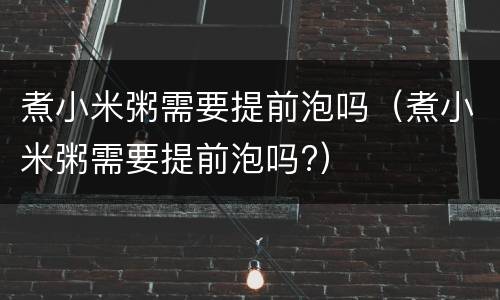 煮小米粥需要提前泡吗（煮小米粥需要提前泡吗?）