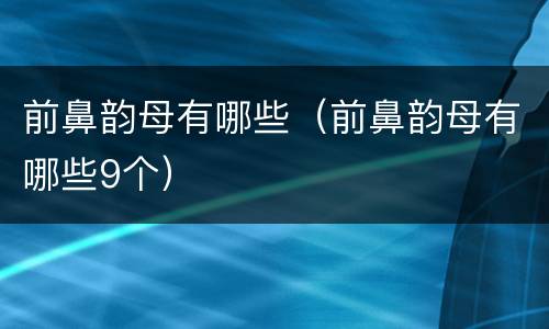 前鼻韵母有哪些（前鼻韵母有哪些9个）