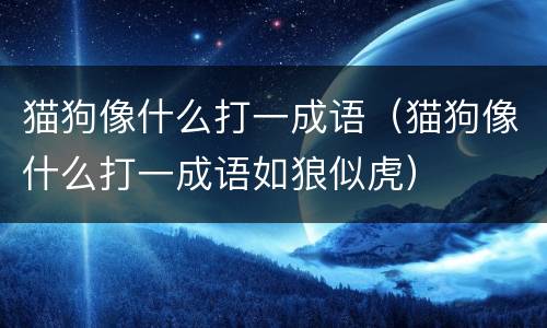猫狗像什么打一成语（猫狗像什么打一成语如狼似虎）