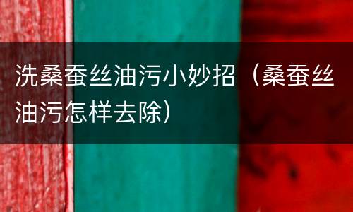 洗桑蚕丝油污小妙招（桑蚕丝油污怎样去除）