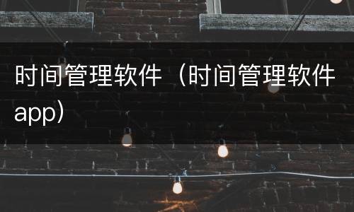 时间管理软件（时间管理软件app）