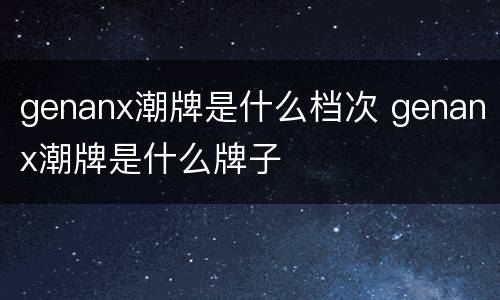 genanx潮牌是什么档次 genanx潮牌是什么牌子