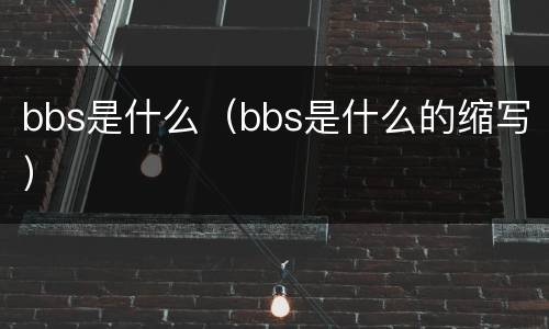bbs是什么（bbs是什么的缩写）