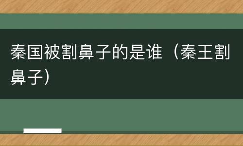 秦国被割鼻子的是谁（秦王割鼻子）