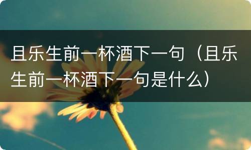 且乐生前一杯酒下一句（且乐生前一杯酒下一句是什么）