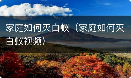 家庭如何灭白蚁（家庭如何灭白蚁视频）