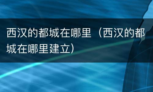 西汉的都城在哪里（西汉的都城在哪里建立）