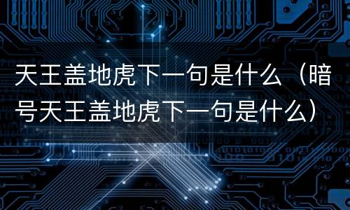 天王盖地虎下一句是什么（暗号天王盖地虎下一句是什么）