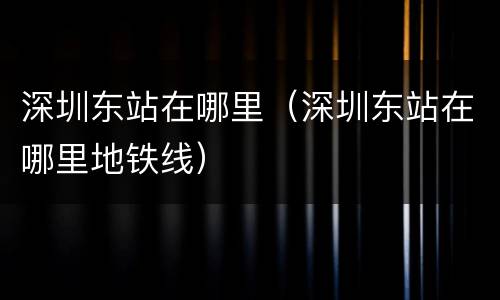 深圳东站在哪里（深圳东站在哪里地铁线）