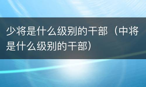 少将是什么级别的干部（中将是什么级别的干部）