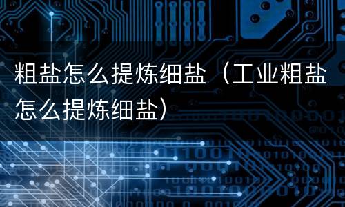粗盐怎么提炼细盐（工业粗盐怎么提炼细盐）