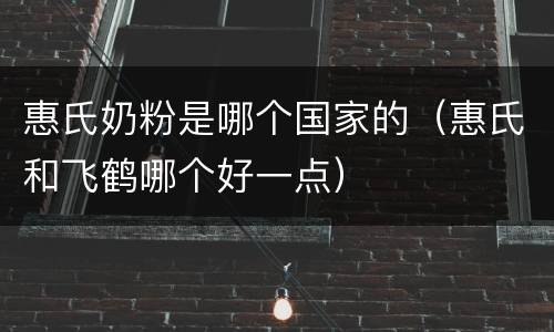 惠氏奶粉是哪个国家的（惠氏和飞鹤哪个好一点）