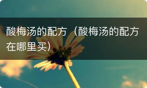 酸梅汤的配方（酸梅汤的配方在哪里买）