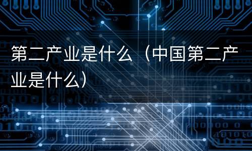 第二产业是什么（中国第二产业是什么）