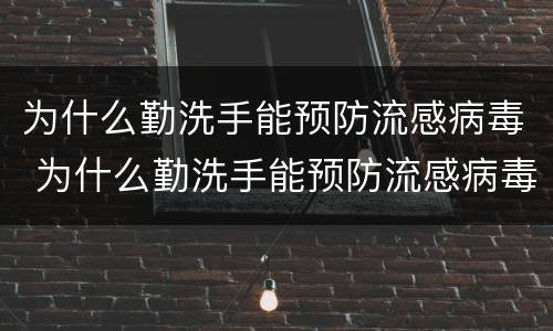 为什么勤洗手能预防流感病毒 为什么勤洗手能预防流感病毒呢