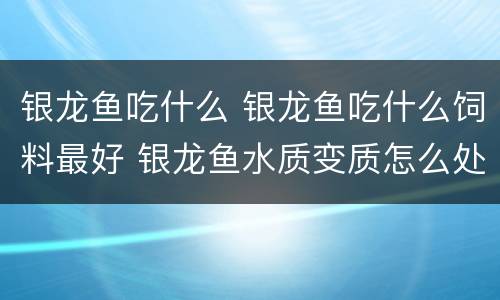 银龙鱼吃什么 银龙鱼吃什么饲料最好 银龙鱼水质变质怎么处理