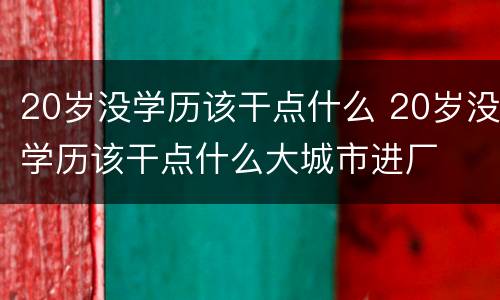 20岁没学历该干点什么 20岁没学历该干点什么大城市进厂