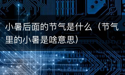 小暑后面的节气是什么（节气里的小暑是啥意思）