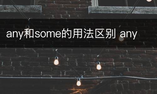 any和some的用法区别 any