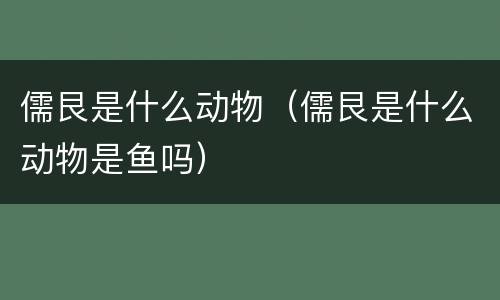 儒艮是什么动物（儒艮是什么动物是鱼吗）