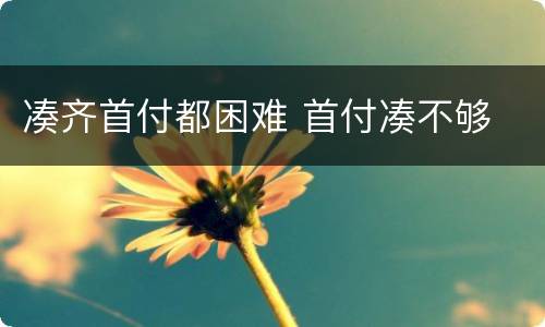 凑齐首付都困难 首付凑不够