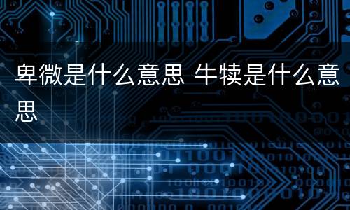 卑微是什么意思 牛犊是什么意思
