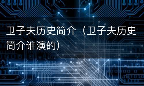 卫子夫历史简介（卫子夫历史简介谁演的）
