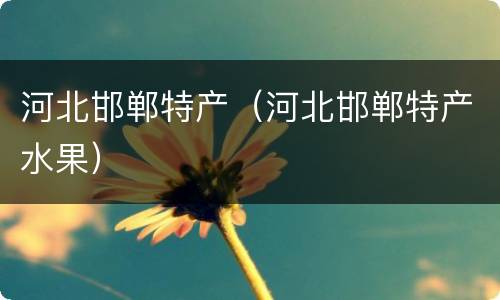河北邯郸特产（河北邯郸特产水果）
