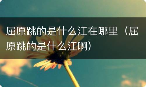 屈原跳的是什么江在哪里（屈原跳的是什么江啊）