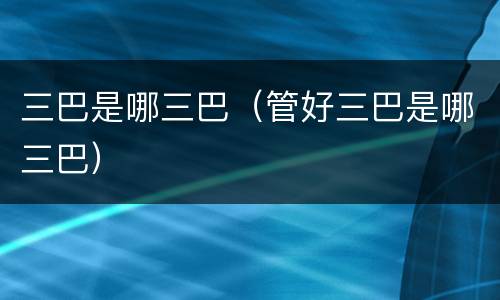 三巴是哪三巴（管好三巴是哪三巴）
