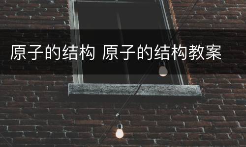 原子的结构 原子的结构教案