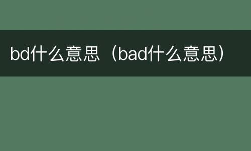 bd什么意思（bad什么意思）