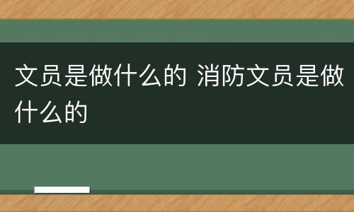 文员是做什么的 消防文员是做什么的