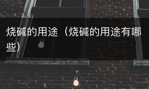 烧碱的用途（烧碱的用途有哪些）