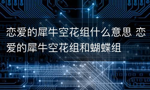 恋爱的犀牛空花组什么意思 恋爱的犀牛空花组和蝴蝶组
