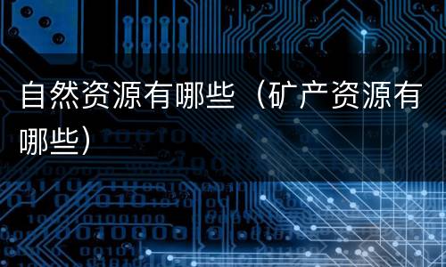 自然资源有哪些（矿产资源有哪些）