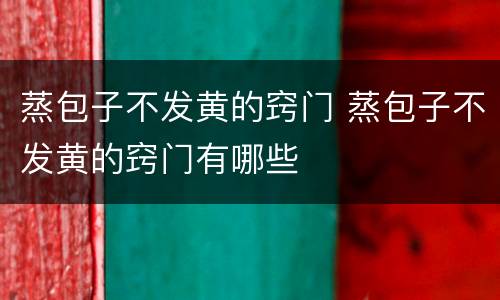 蒸包子不发黄的窍门 蒸包子不发黄的窍门有哪些