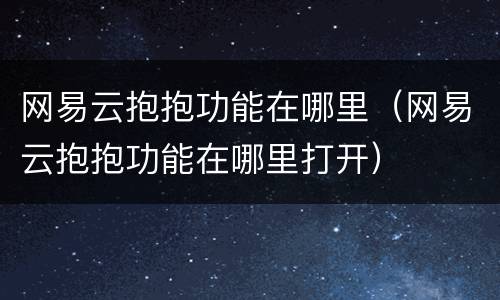 网易云抱抱功能在哪里（网易云抱抱功能在哪里打开）