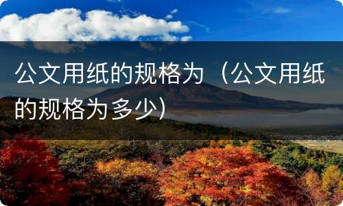 公文用纸的规格为（公文用纸的规格为多少）