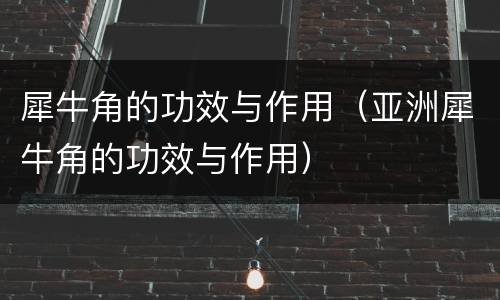 犀牛角的功效与作用（亚洲犀牛角的功效与作用）