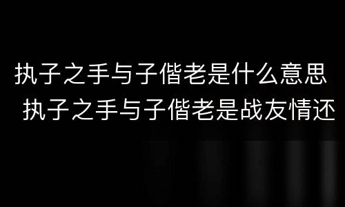 执子之手与子偕老是什么意思 执子之手与子偕老是战友情还是夫妻情